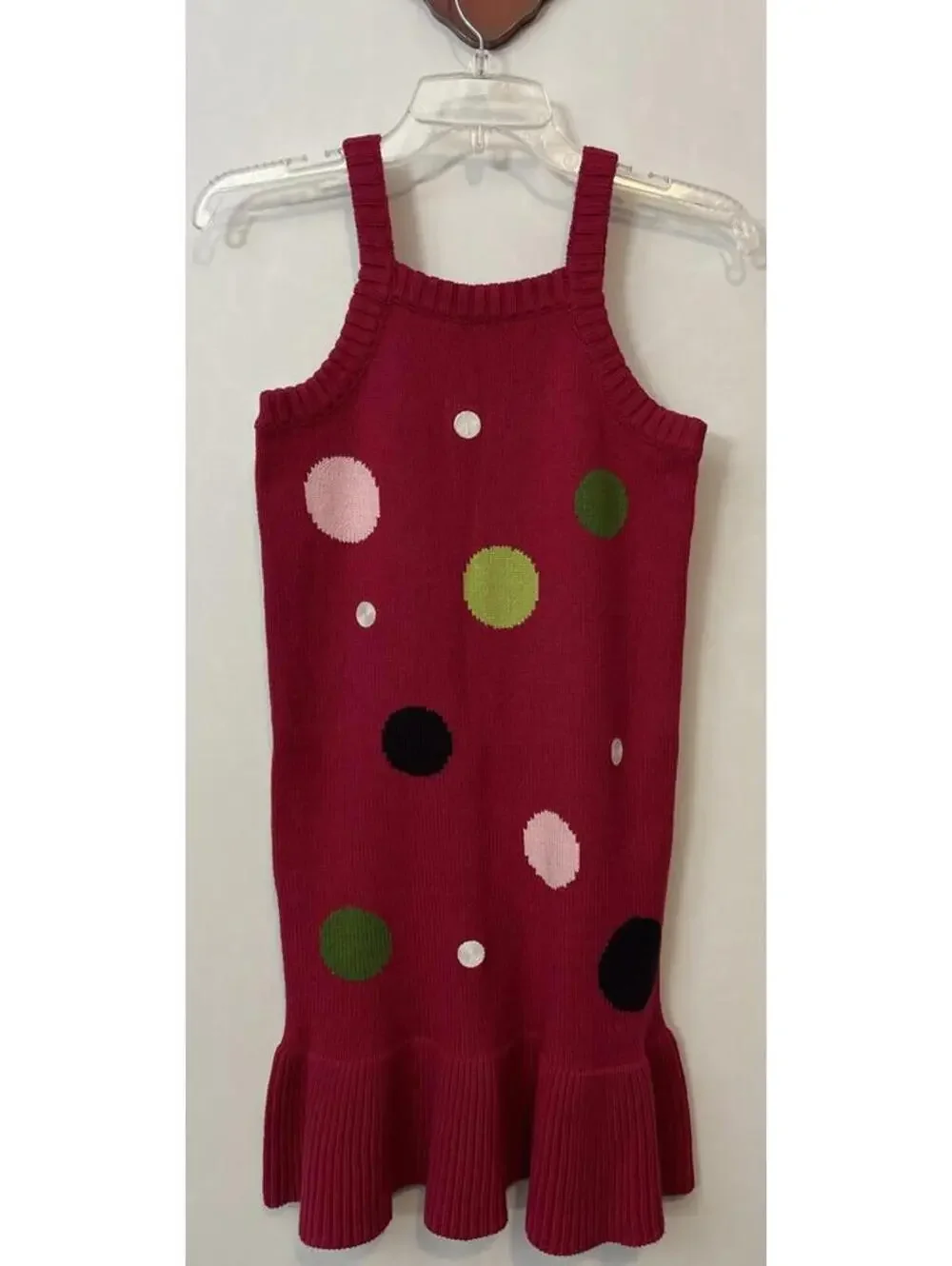 Gymboree Girls Size 10 Pink Polka-Dot Knee Length Knit Sweater Dress! A6687
